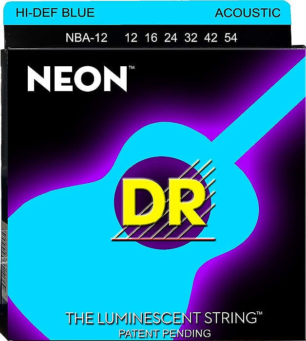 DR Strings Hi-Def Neon Blue Colored Acoustic Guitar Strings: Light 12-54 image 1