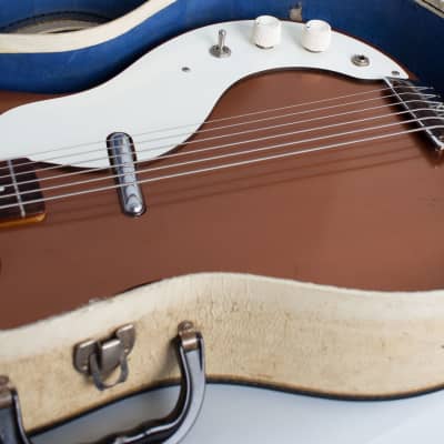 Danelectro  Standard Shorthorn Model 3612 Electric 6-String Bass Guitar (1961/4), ser. #2031, chipboard case. image 12