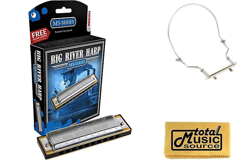 HOHNER Big River Harmonica, Key F, Germany, Diatonic, Includes Case & Harmonica Holder, 590BL-F PACK image 1