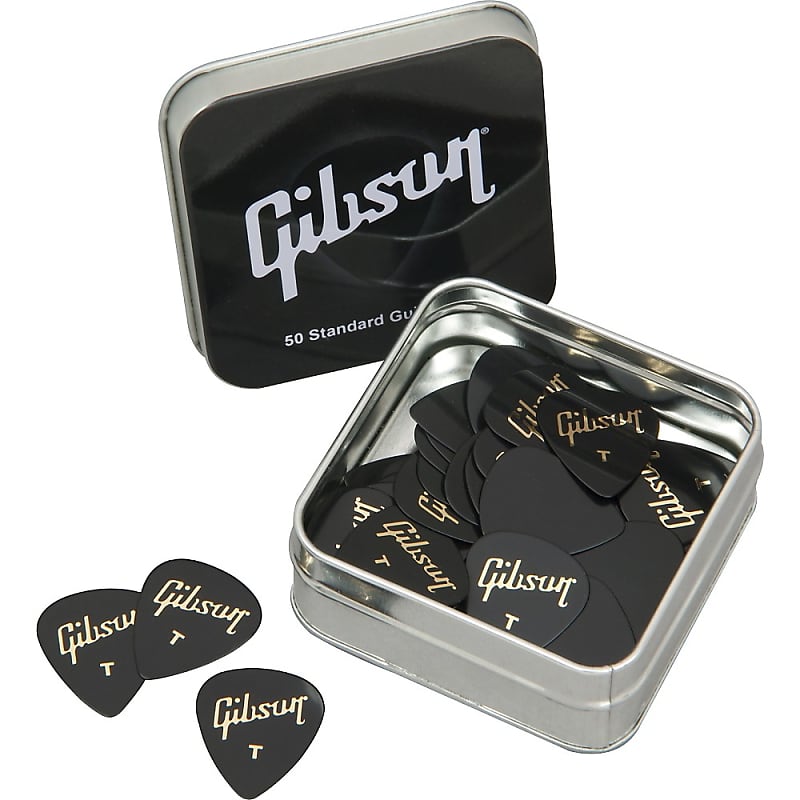 Gibson Guitar Pick Tin - 50 Standard Picks Extra Heavy image 1