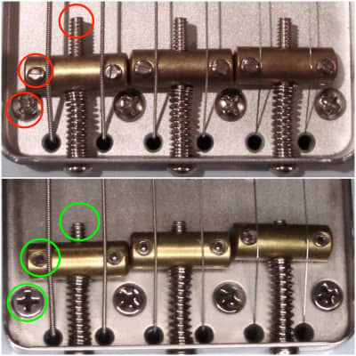 Bensonite Tele Bridge Screws Kit - shorter saddle set  screws, intonation, & mounting screws image 2