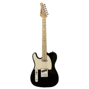 Sawtooth Left-Handed Black ET Series Electric Guitar w/ Aged White Pickguard - Includes: Accessories, Amp & Gig Bag image 3