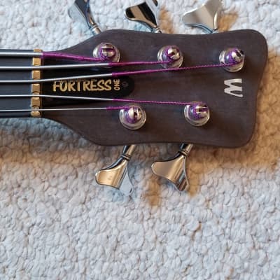 Warwick Fortress One 5 string fretless bass 1994 Burgundy Red Transparent image 17
