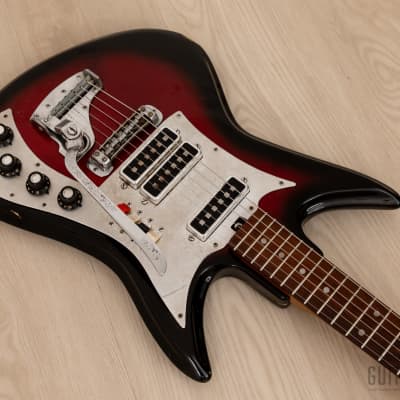 1960s Teisco K3-L Shark Fin Vintage Guitar Red Sunburst image 8