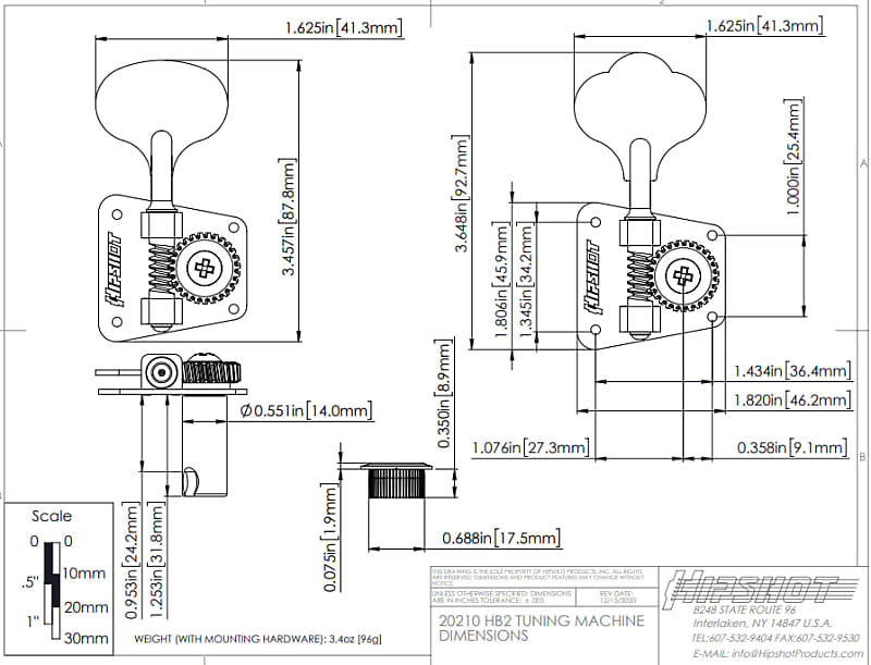 4) Hipshot HB2 Nickel Round LOLLIPOP Tuners for 60s/70s