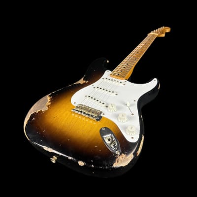 Mint Fender Custom Shop LTD 70th Anniversary 1954 Stratocaster Heavy Relic 2-Color Sunburst w/case image 2