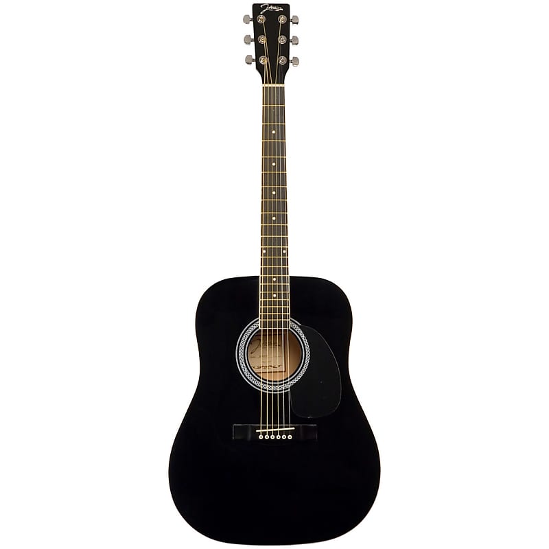 Johnson JG-610-B Player Series Full Size Dreadnought Acoustic Guitar, Black