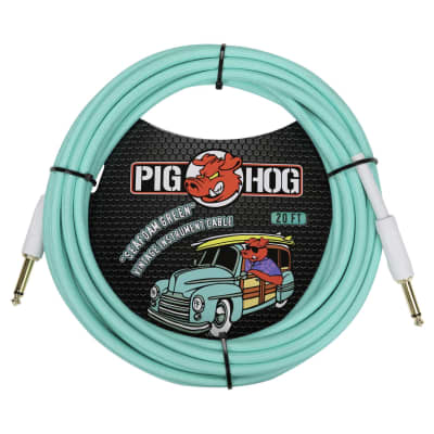 Pig Hog 20-Foot "Seafoam Green" Vintage Woven Instrument Cable - 1/4" Straight image 1