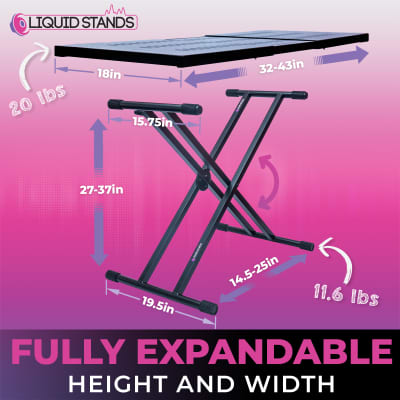 Liquid Stands Expandable X Style Keyboard Stand & DJ Table Stand Portable Audio Mixer Stand image 3