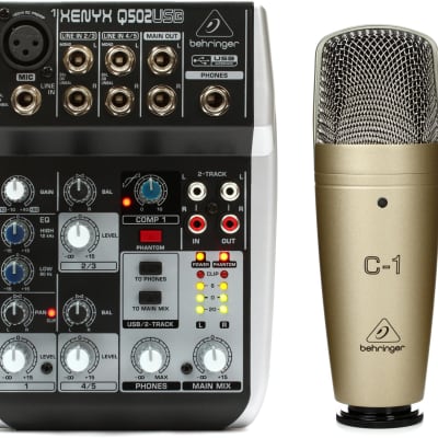 Behringer Xenyx Q502USB Mixer with USB  Bundle with Behringer C-1 Large-diaphragm Condenser Microphone image 1