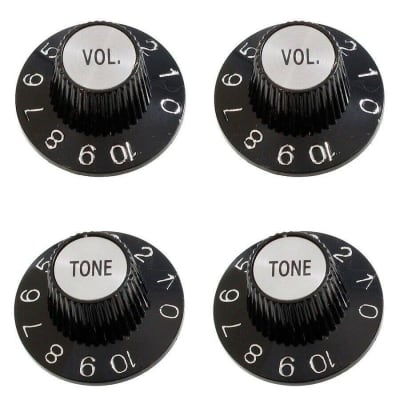 NEW VOLUME & TONE Witch Hat Knobs for USA Split Shaft Pots Gibson Epiphone BLACK