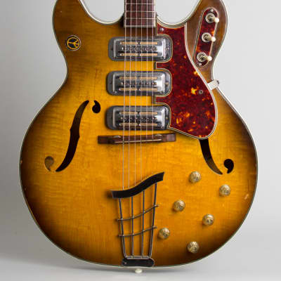 Harmony  H-75 Thinline Hollow Body Electric Guitar (1960), ser. #467H75, original two-tone hard shell case. image 3