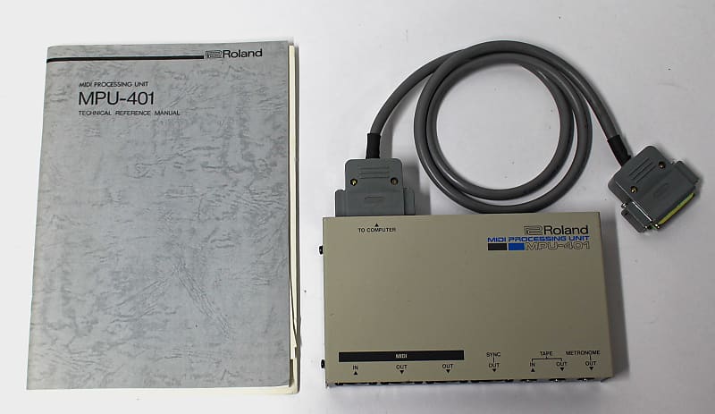 Roland MPU-401 MIDI Processing Unit with Computer Cable and Technical Manual