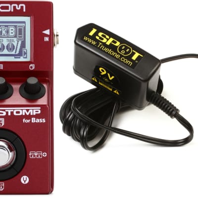 Zoom MS-60B Multistomp Bass Effects Pedal Bundle with Truetone 1 SPOT Slim  9V DC Adapter
