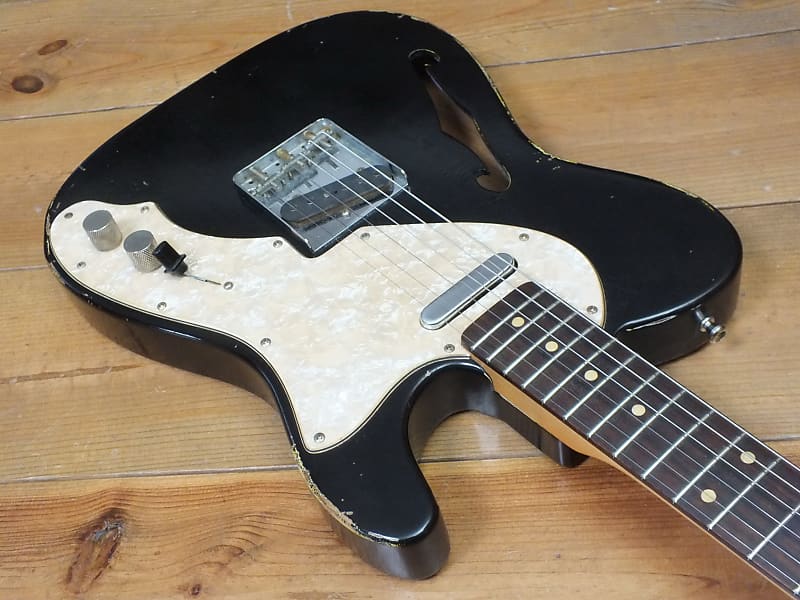 RebelRelic 69 Thinline - Black over 3-tone Sunburst | Reverb