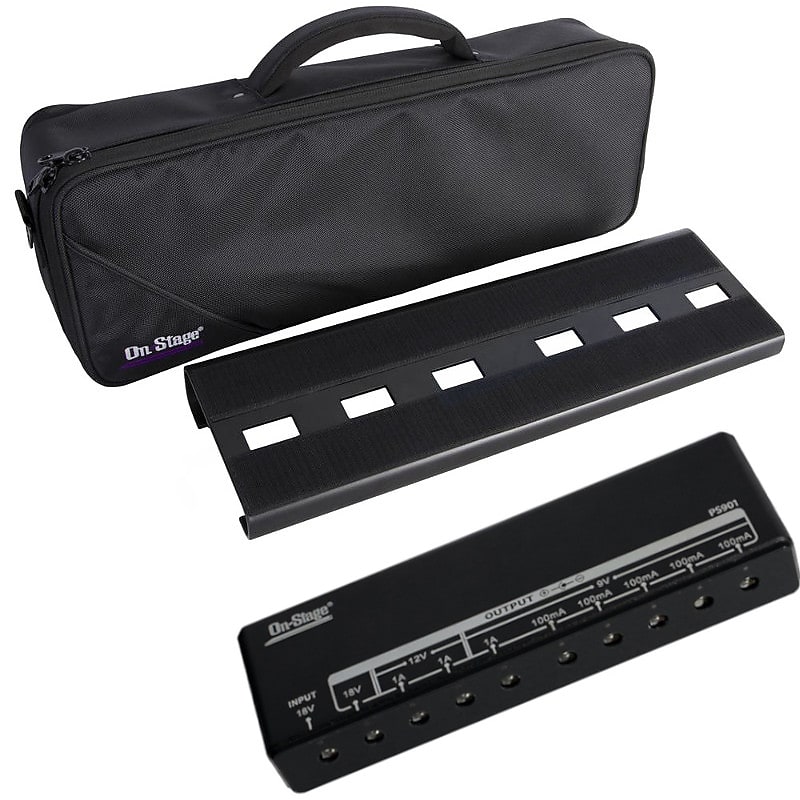 OnStage GPB2000 Pedal Board Pedal Power Bank Bundle Reverb