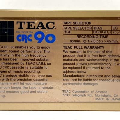 Vintage 1983 Teac CRC 90 Type II Reel to Reel Cassette Tape (Sealed / New)