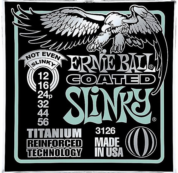 Immagine Ernie Ball 3126 Coated Electric Not Even Slinky Guitar Strings (12-56) - 1