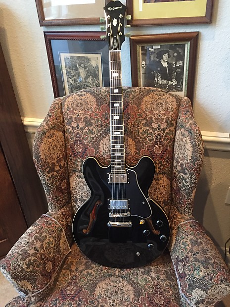 Epiphone ES 335 PRO Black Semi Hollow Center BlockW Case Reverb
