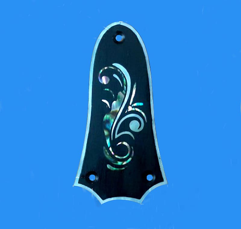 Bruce Wei Ebony Truss Rod Cover w/MOP Art Inlay (219) Reverb