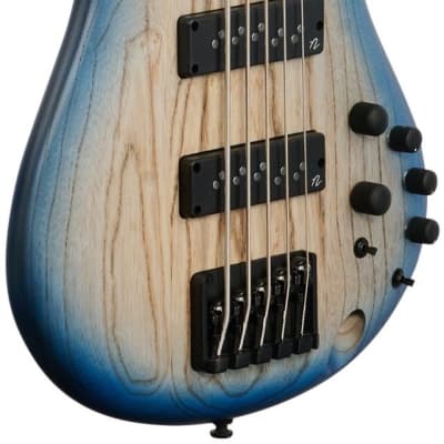 Ibanez SR605E Electric Bass, 5-String, Cosmic Blue Starburst Flat image 8