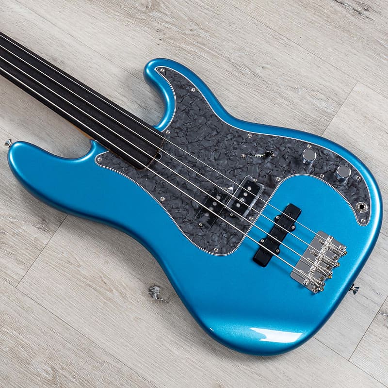 Fender Tony Franklin Fretless Precision Bass, Ebony, Lake Placid Blue image 1