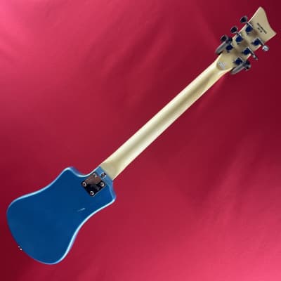 [USED] Hofner HCT-SH-BL-O 6 String Shorty Electric Travel Guitar w/Gig Bag, Blue (See Description) image 2