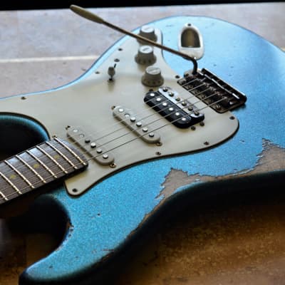 American Fender Stratocaster Relic Custom Nitro Blue Sparkle HSS image 20
