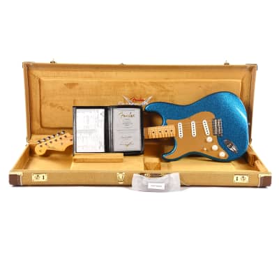 Fender Custom Shop 1955 Stratocaster "Chicago Special" LEFTY Deluxe Closet Classic Aged Blue Sparkle w/Anodized Gold Pickguard (Serial #R125117) image 9