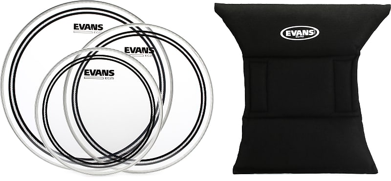Evans EC2S Clear 3-piece Tom Pack - 10/12/14 inch  Bundle with Evans EQ Pad Bass Drum Muffler image 1