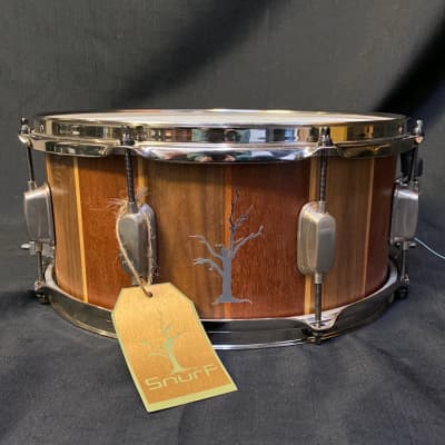Snurf Drums Custom Triple Chocolate 14 x 6.5 Walnut and Mahogany Snare Drum - Natural image 1