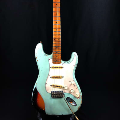 Custom/Hybrid Stratocaster, Heavy Relic, Surf Green over 3-Tone Sunburst image 4