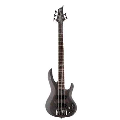 ESP LTD B205 5-String Bass Guitar - Spalted Maple Black Satin image 2