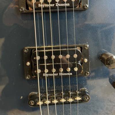 90s MIJ blue Jackson DK27 Baritone electric guitar w/ SD JB Jazz, locking tuners, TSA hard case image 12
