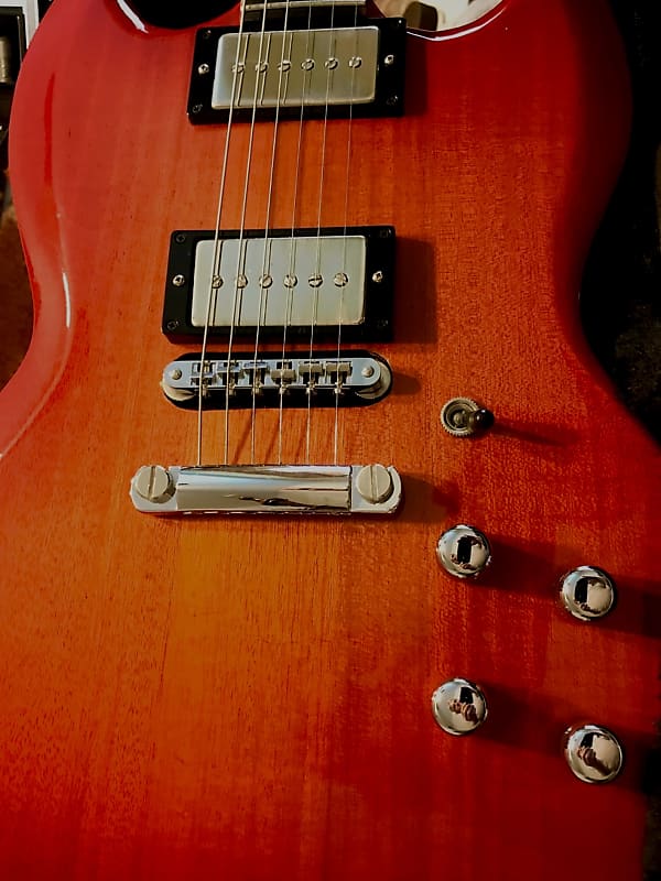 J.W. Van SG style neck through Electric guitar Cherry Burst image 1