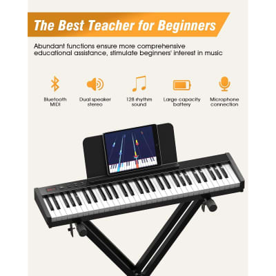 61 Keys Keyboard Piano With Semi-Weighted Keys & Keyboard Stand, Portable Electronic Keyboard Piano Support Midi Usb Interface & Bluetooth, Great For Beginners, Children And Adults image 6