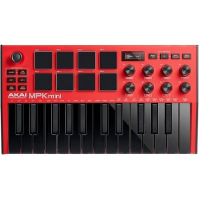 Akai MPK Mini MKIII 25-Key MIDI Controller 2024 - Red with Black Keys
