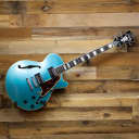D'Angelico Premier SS Single-Cutaway Semi-Hollow Electric Guitar with Stoptail Ocean Turquoise with Gig Bag DAPSSOTCSCB
