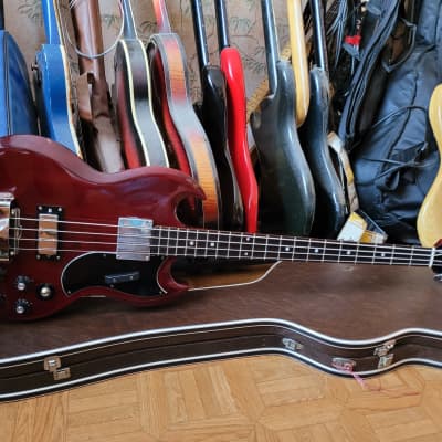 70's 1975 Greco EB Bass  Japan Cherry with hardcase and New Frets image 17