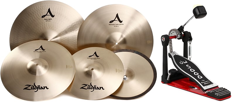 Zildjian A Rock Cymbal Set - 14/17/19/20 inch Bundle with DW DWCP5000AD4 5000 Series Accelerator Single Bass Drum Pedal image 1