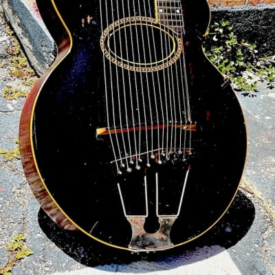 Gibson Style U Harp Guitar 1910 - a fabulous untouched 114 year old Black Top finish example its Museum Quality ! for sale