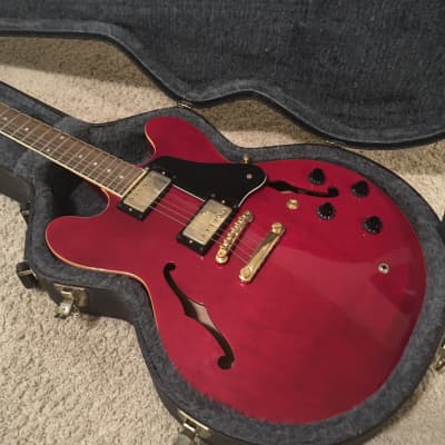GTX Semi-hollow Copy of gibson es-335 electric Wine red with hard case in excellent condition image 4