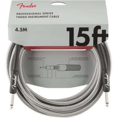 Fender Professional Instrument Cable, 4.5m/15ft, White Tweed for sale