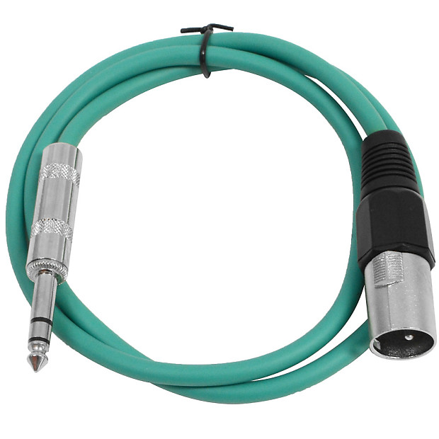 Seismic Audio SATRXL-M2GREEN XLR Male to 1/4" TRS Male Patch Cable - 2' image 1