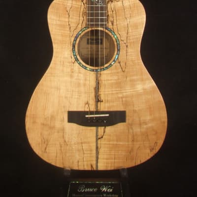Bruce Wei Curly Spalted Maple, Walnut ARCH-BACK 4 String Tenor Guitar, Vine Inlay TG-2048 image 10