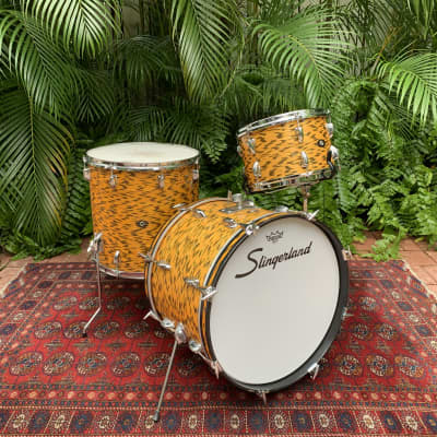 1962-1970 Slingerland 20/16/12 yellow tiger pearl vintage drums image 1
