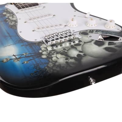 Glarry GST-E Rosewood Fingerboard Electric Guitar Blue Guitar + Bag + Accessories image 9