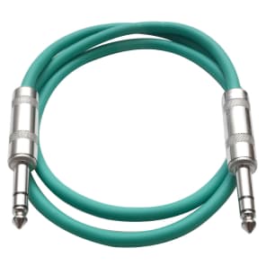 Seismic Audio SATRX-2GREEN 1/4" TRS Patch Cable - 2'