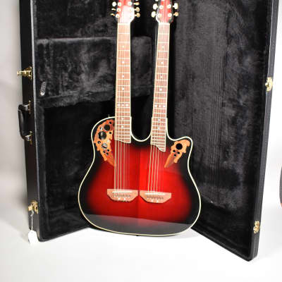 Ovation Celebrity CSD 225 Red Burst Double Neck 6 / 12 String Acoustic Electric Guitar w/OHSC image 2