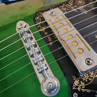 Teisco Kimberly vintage MIJ Bison gold foil Bigsby '60s - green burst image 4